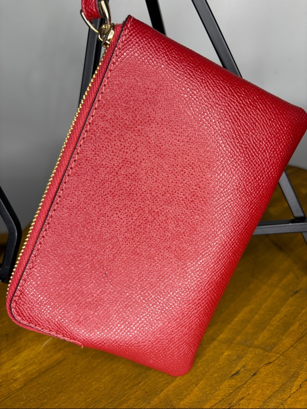 COACH Red Leather Wristlet with Gold Logo - Picture 3 of 5
